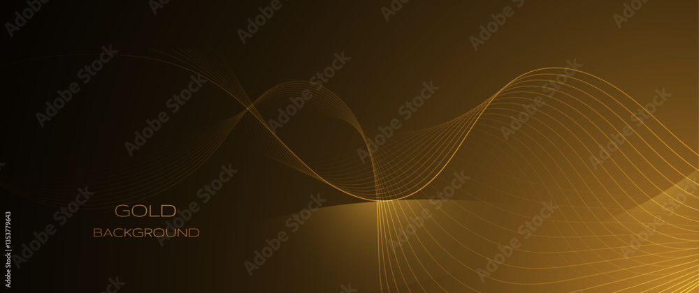 Poster vector abstract motion of curve lines, light shiny, glow effect. illustration design. bright gold wa