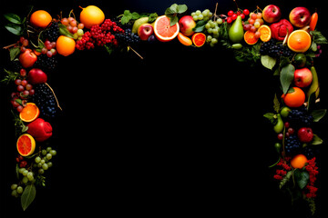 fruits fresh on black background