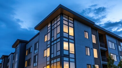 Obraz premium Modern Apartment Building at Dusk
