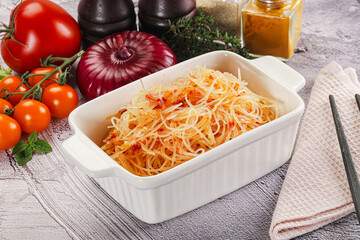 Asian spicy glass noodle salad