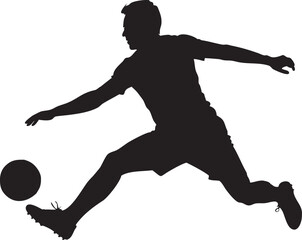 Obraz premium Silhouette of a football player running with a ball in a dynamic action pose