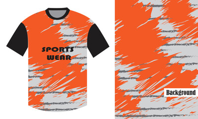  Sublimation sportswear jersey cricket basketball hockey volleyball car bike racing jersey white and orange black t shirt printable design with mockup geometric pattern halftone vector grunge