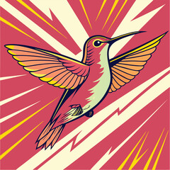  Energetic Pop Art Hummingbird with Electric Light Trail
