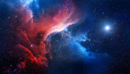 Obraz premium dark blue red nebula stars cinematic background