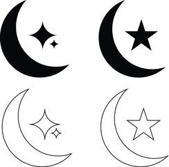 Elegant Crescent Moon Icon Vector Set Minimalist and  Mystical Lunar Designs