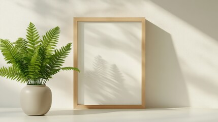 Plant and frame on table