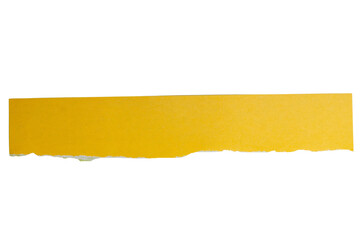 Isolated torn yellow stripe of matte paper on white background	