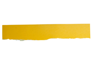 Isolated torn yellow stripe of matte paper on white background	