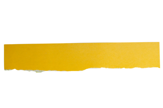 Isolated torn yellow stripe of matte paper on white background	