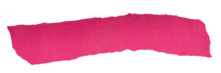 Isolated torn pink stripe of matte paper on white background	