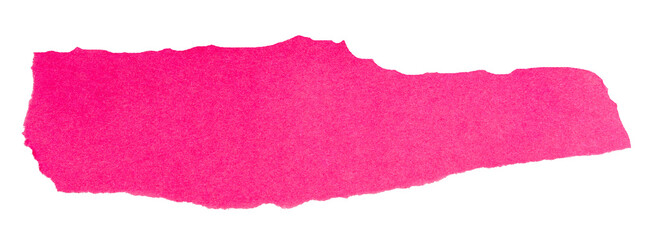 Isolated torn pink stripe of matte paper on white background	