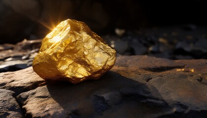 the pure gold ore found in the mine on a stone floor