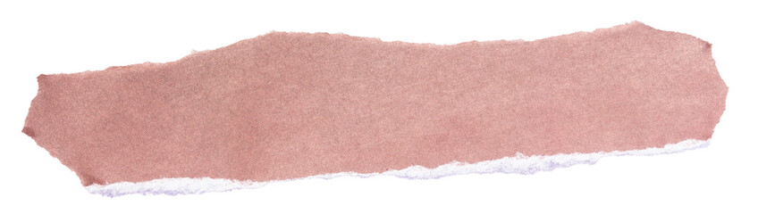 Isolated torn brown stripe of matte paper on white background	