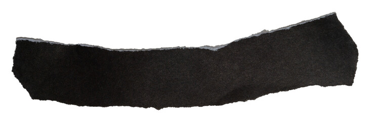 Isolated torn black stripe of matte paper on white background	