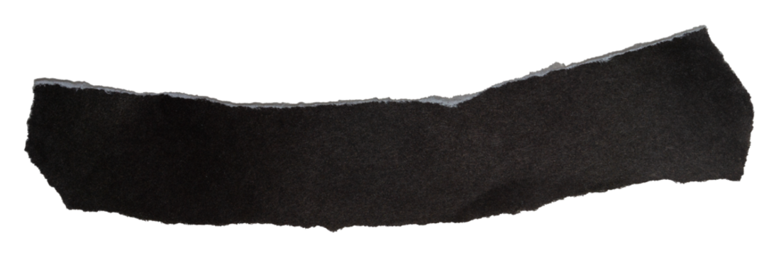 Isolated torn black stripe of matte paper on white background	