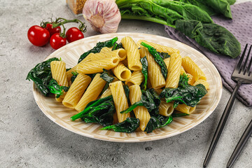 Italian cuisine - tortiglioni with spinach