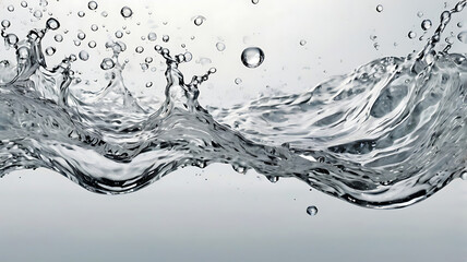 Pure Water Splash: Refreshing Blue Drops and Fluid Movement in Nature's Clean Aquatic Environment - Stock Photo Illustration