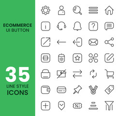 ecommerce button UI icon set with outline style