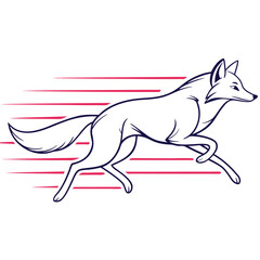 Sleek Pop Art Minimalist Fox in a Dynamic, Running Pose with Speed Lines