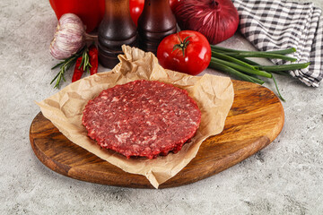 Raw beef burger cutlet minced meat