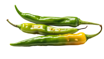 Fresh Green Chili Peppers Isolated on White Background