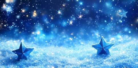 Obraz premium Celestial Blue Stars: A Sparkling Winter Wonderland Scene