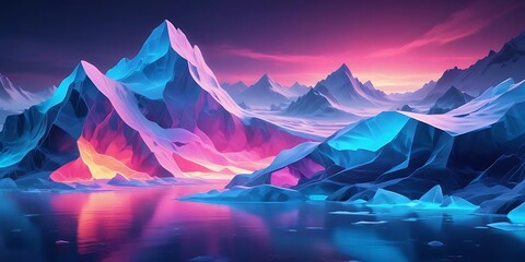 Mountain range with a blue and pink sky