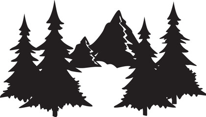 Winter forest Christmas tree silhouette vector illustration