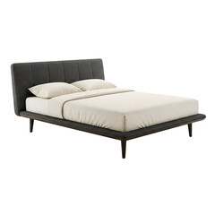 Modern bed isolated on transparent background 