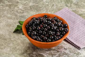 Ripe black currant in the bowl