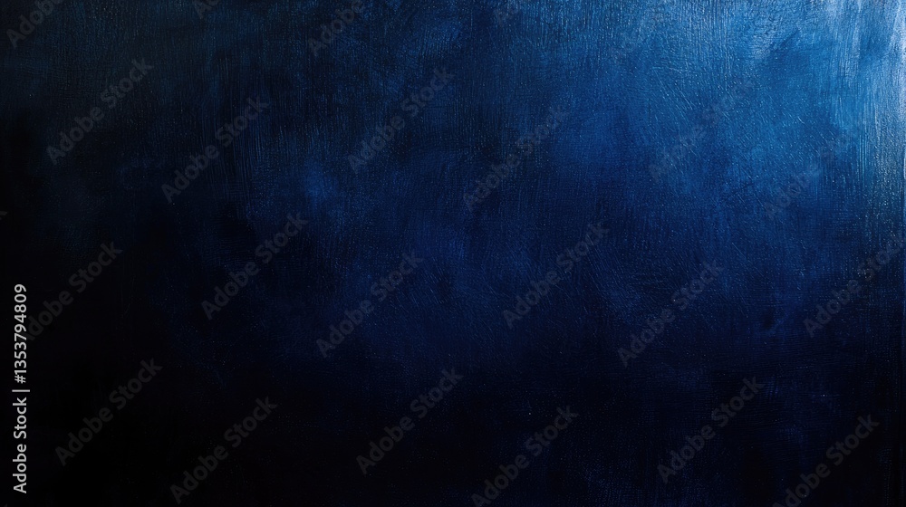 Poster dark moody abstract texture with deep blues and blacks, subtle light reflections adding dimension