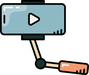 Selfie stick with cellphone line icon