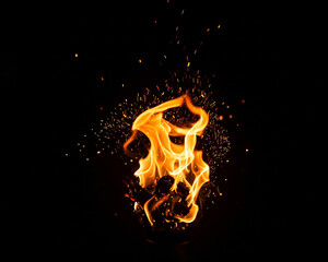 Fire Flame Inferno Overlay isolated on black background