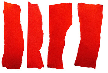 Isolated collection of red stripe of matte paper with copy space on white background