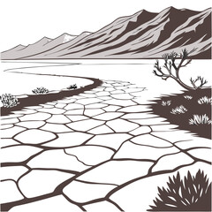 Fototapeta premium Vector Illustration of Death Valley, USA. Environmental documentaries, adventure travel, USA national parks, extreme nature content.