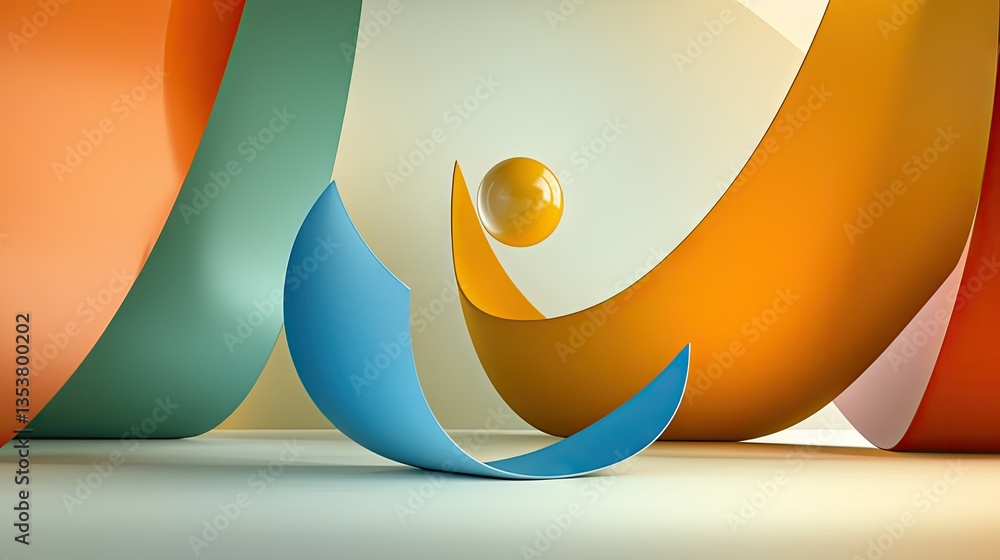 Poster dynamic 3d abstract background with depth, vibrant shapes, and fluid motion.