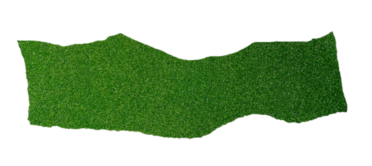 Isolated torn green stripe of shiny paper on white background