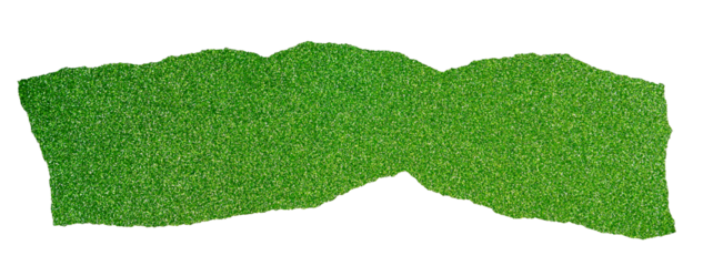 Isolated torn green stripe of shiny paper on white background
