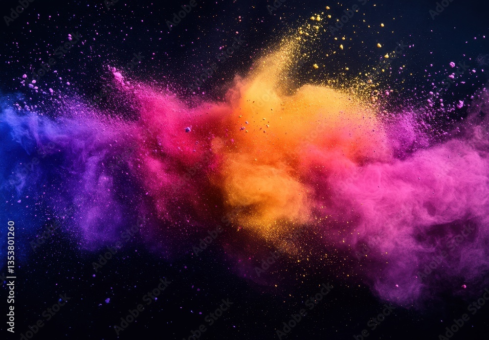 Aufkleber vibrant colorful powder explosion against dark background creating abstract artistic effect and dyna