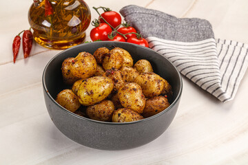 Baked mini potato with herbs