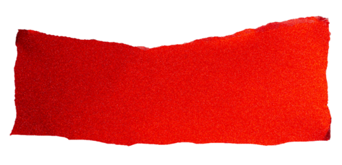 Isolated torn red stripe of shiny paper on white background