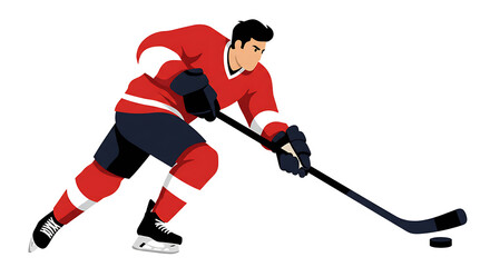 Obraz premium Ice Hockey Player Skating with Puck Sport Competition Graphic Illustration