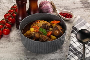 Gourmet Oxtail beef soup with vegetables