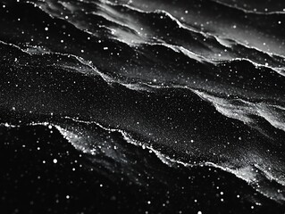 Dark, Glittering Waves: A Monochromatic Abstract Landscape