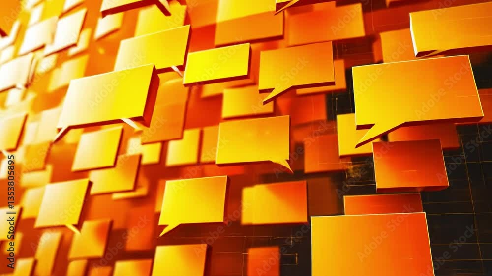 Poster vibrant abstract background with orange speech bubbles dynamic design for enhanced communication and