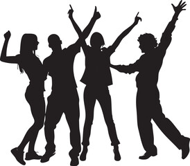 Dancing Silhouette: A dynamic group of people immersed in the joy of movement, their forms outlined against the scene, embracing the rhythm of music.