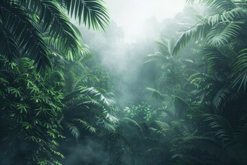 High Quality Visual of Exotic Foggy Forest with Dark and Mystical Atmosphere