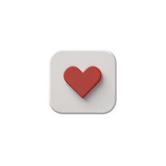 Minimalist red heart icon with a soft shadow on a white square background, clean and modern love symbol in a vector graphic style