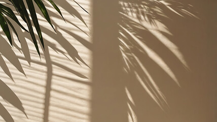 Obraz premium Contemporary Interior Design with Plant Shadows and Textured Wall for a Calm, Serene, and Captivating Living Space