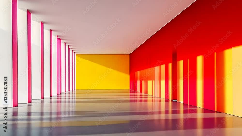 Poster vibrant abstract architecture with colorful walls and shadows generative ai